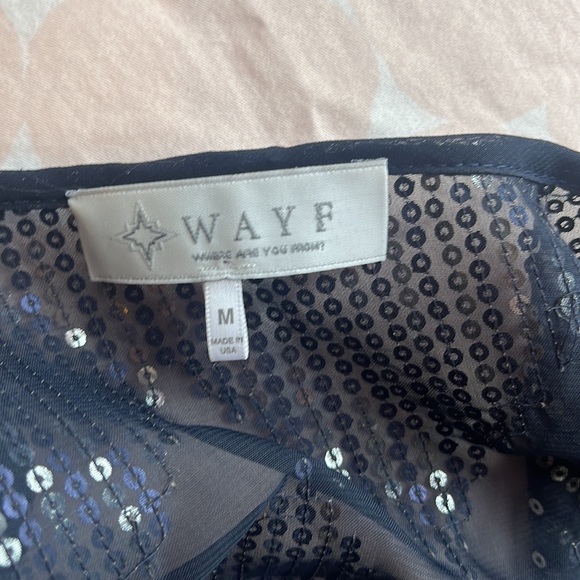 WAYF Sheer Sequin Navy Blue Wrap Top size medium - Picture 10 of 12